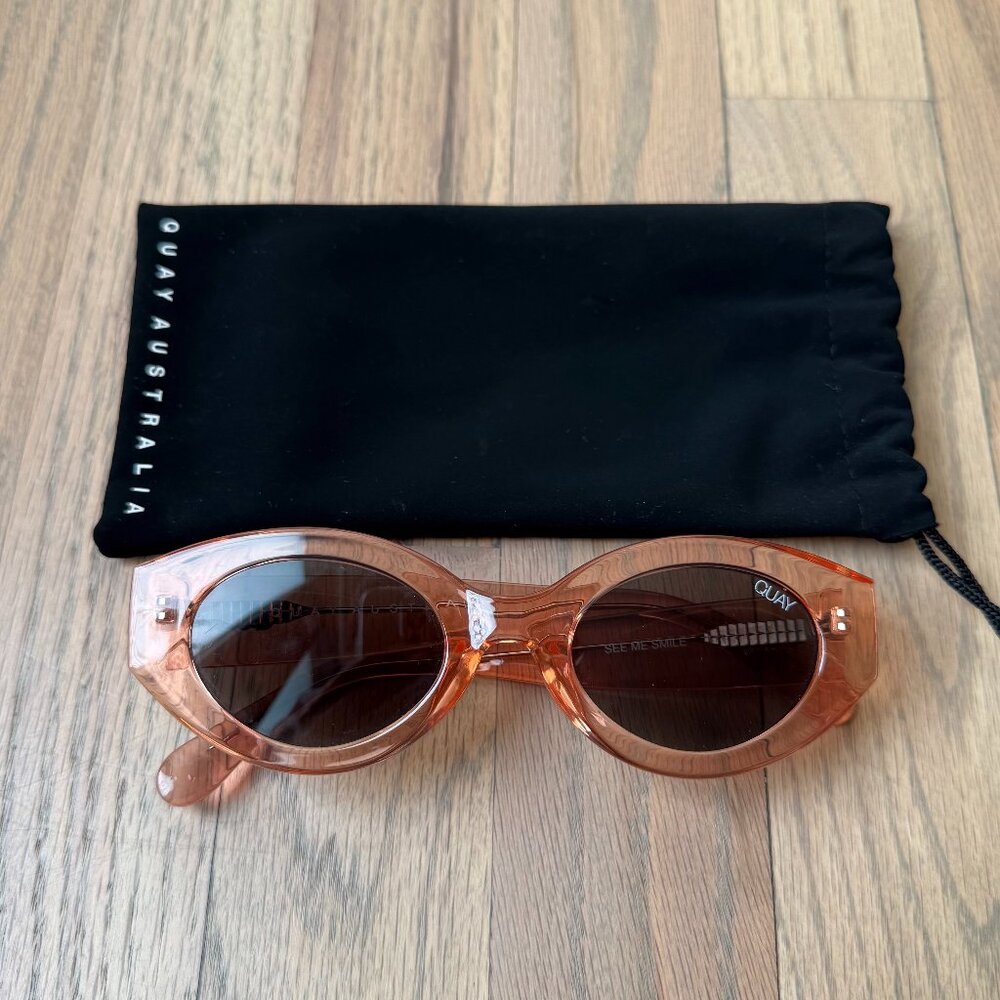 Quay Australia Peach Lucite Cat Eye Sunglasses